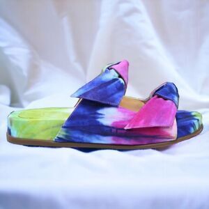 Alexandre Birman Clarita Bow Tie-Dye Leather Slides